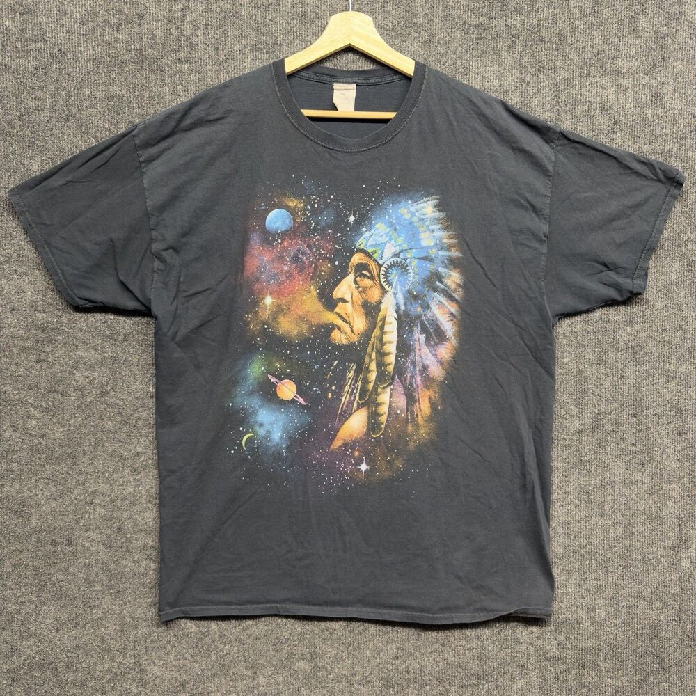 Native American T-Shirt Black AOP 2XL USA Chief Indigenous Mystical Distressed